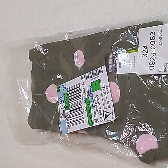 Girls Green & Pink Dots Bike Shorts 95% Cotton 5% Spandex Okie Dokie - Picture 2 of 5